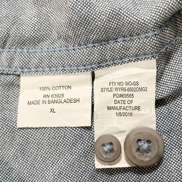 RETROFIT Light blue chambray men's short-sleeve shirt ~ Denim LARGE XL 1X top - Picture 11 of 12